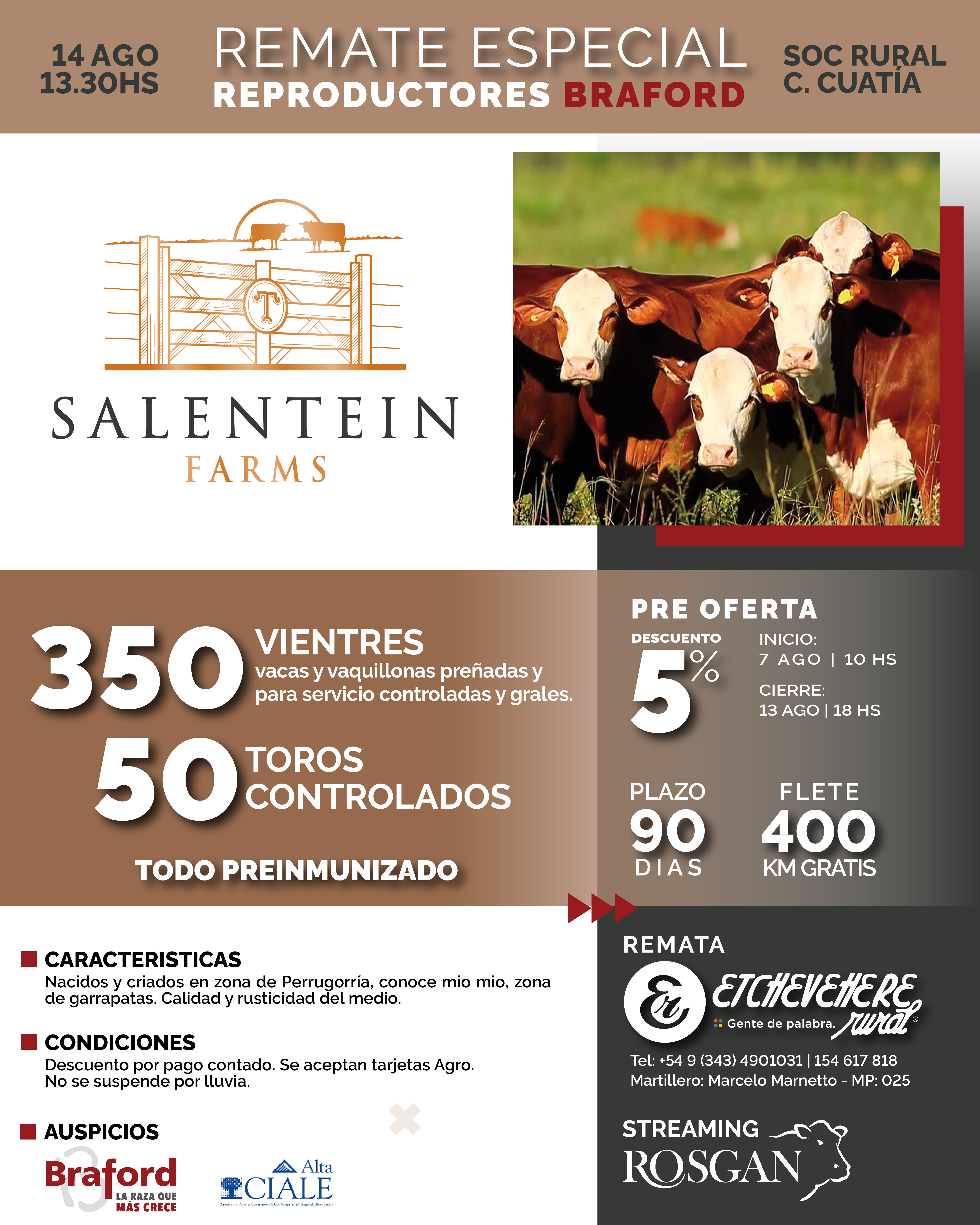 Remate Especial de Reproductores  Salentein Argentina