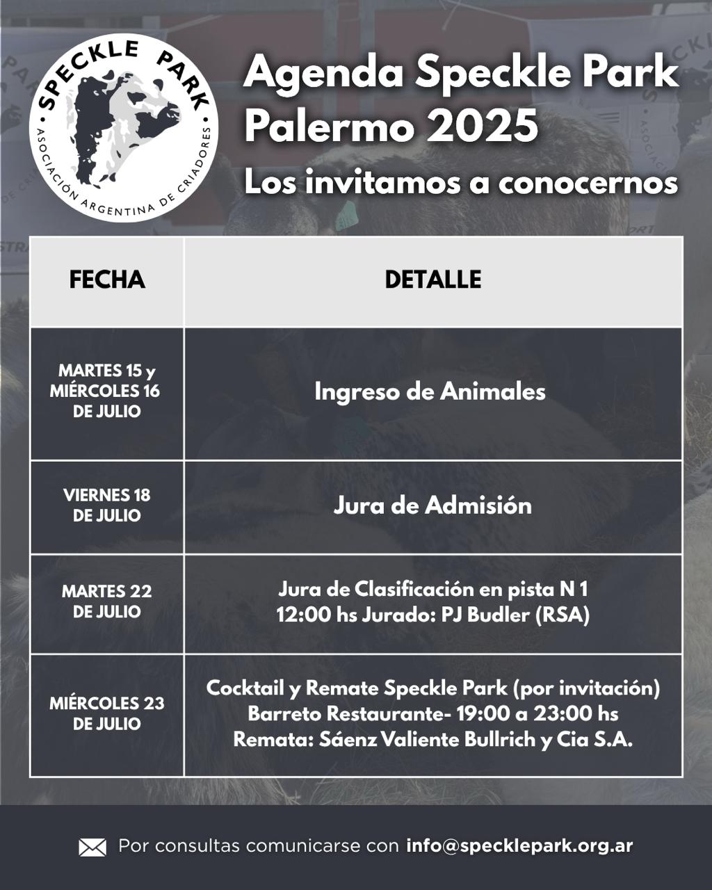 Agenda Speckle Park Palermo 2025