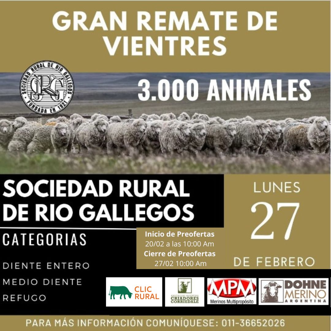Afiche Expo Rural 2023 Rio Gallegos Remate de Ovinos