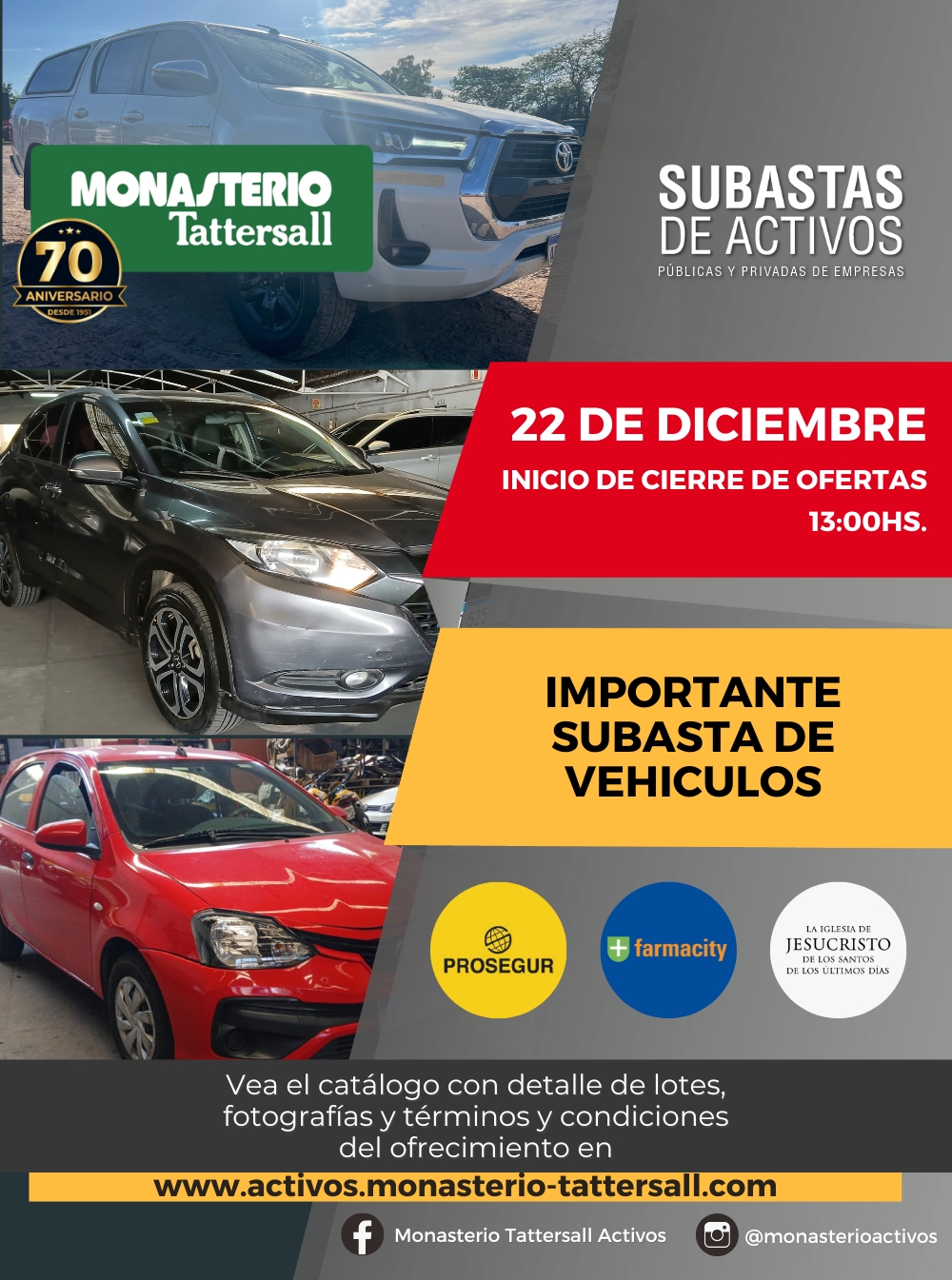 Remate SUBASTA DE VEHICULOS 22-12-2025