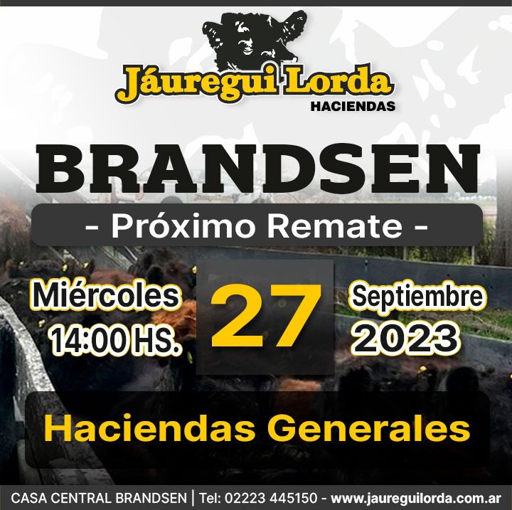 Afiche Remate Haciendas Generales, Brandsen, Miércoles 27 de Septiembre 