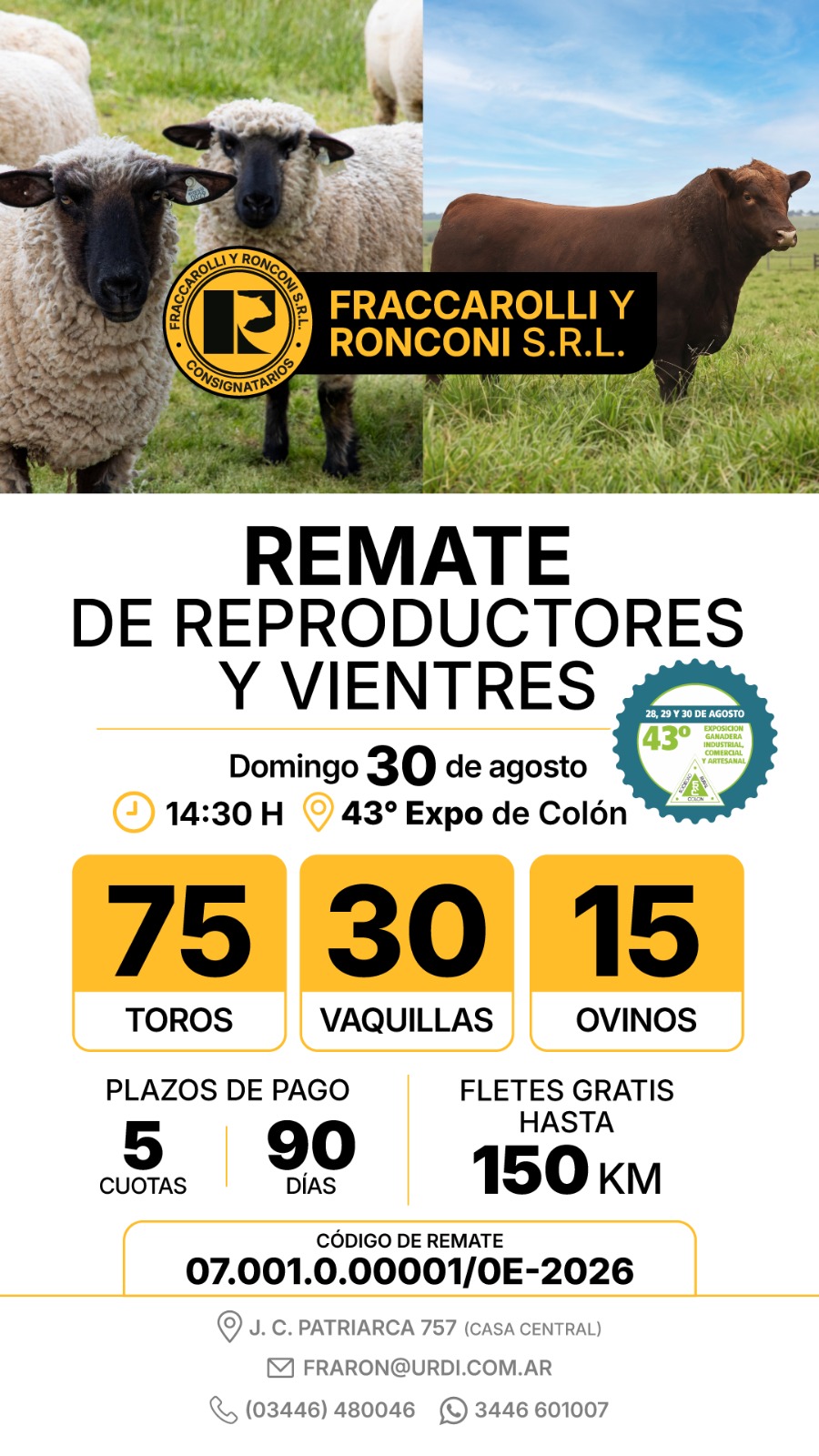 Afiche Remate de reproductores y vientres 
