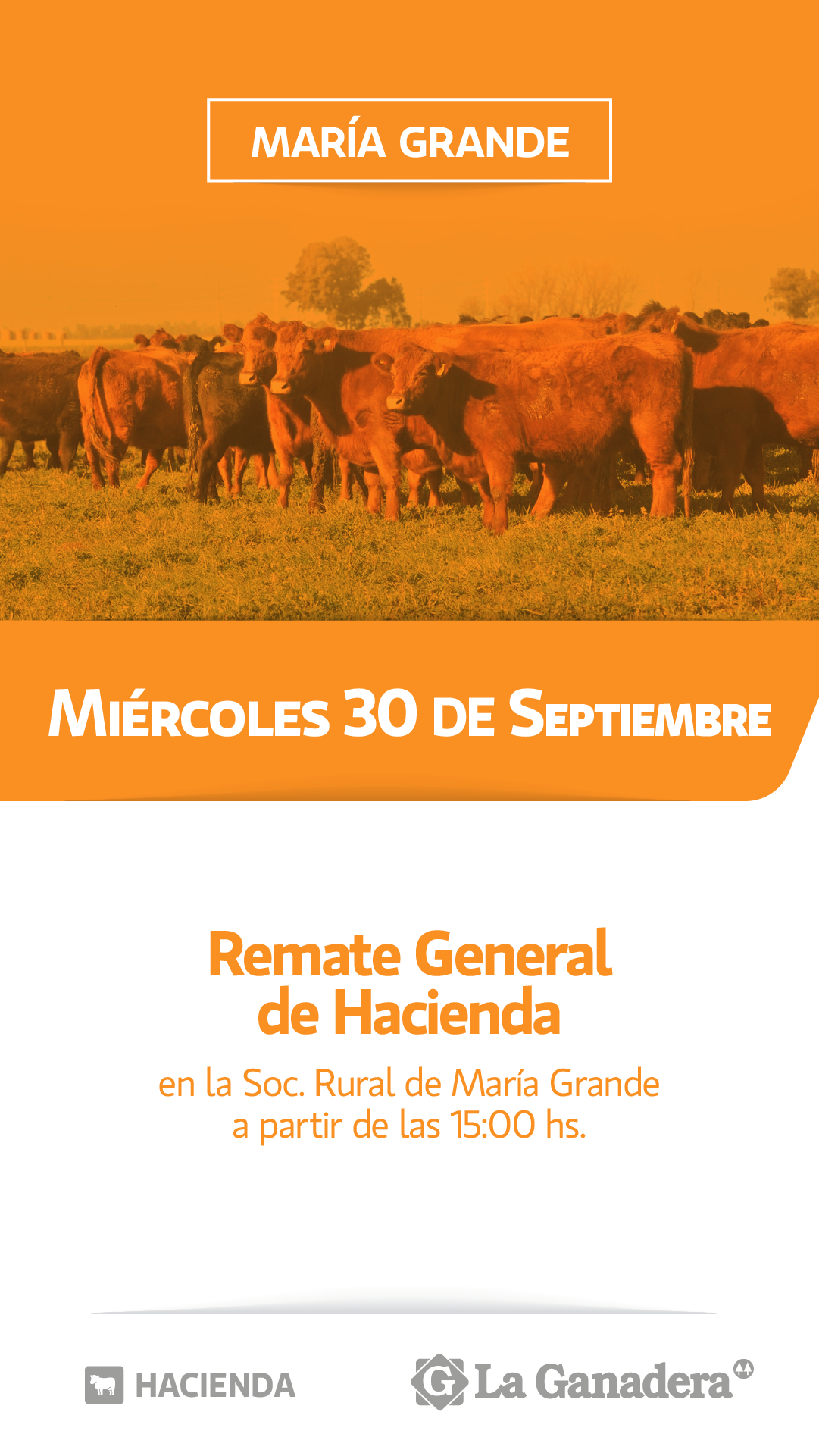 Afiche REMATE FERIA EN SOCIEDAD RURAL DE MARÍA GRANDE