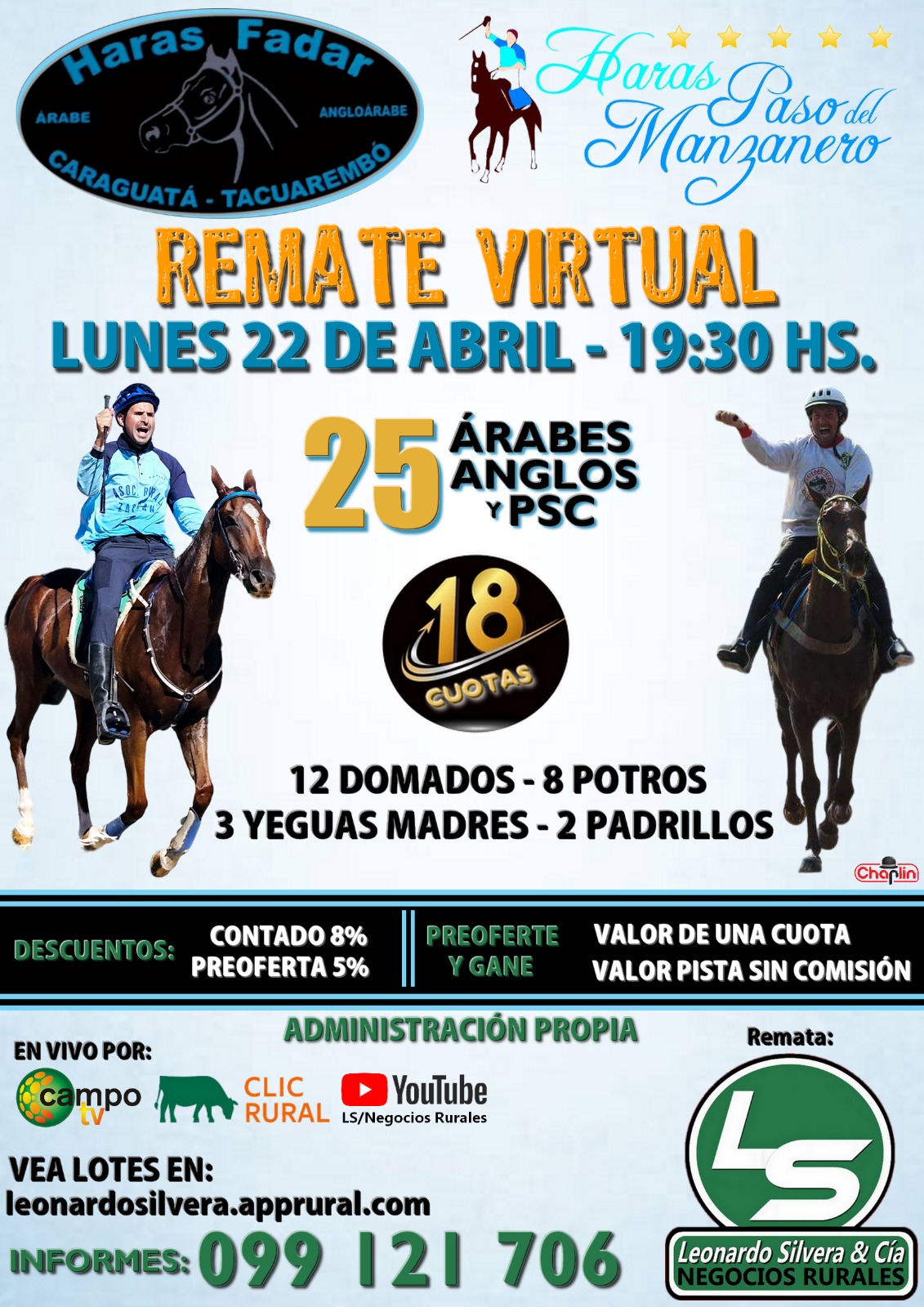 Afiche Haras "Fadar" & "Paso del Manzanero" Remate Virtual