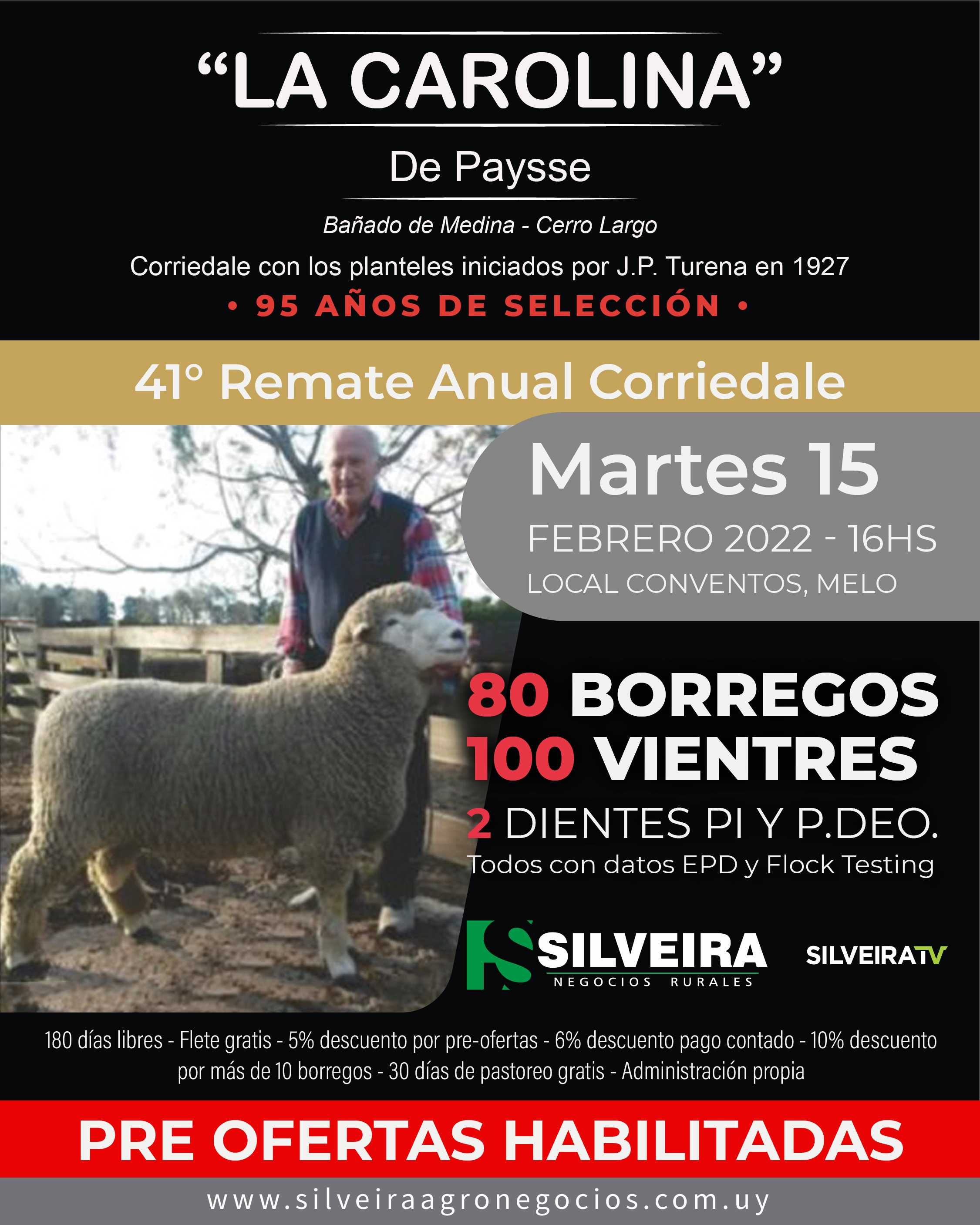 Afiche 41° Remate Anual Corriedale "La Carolina"