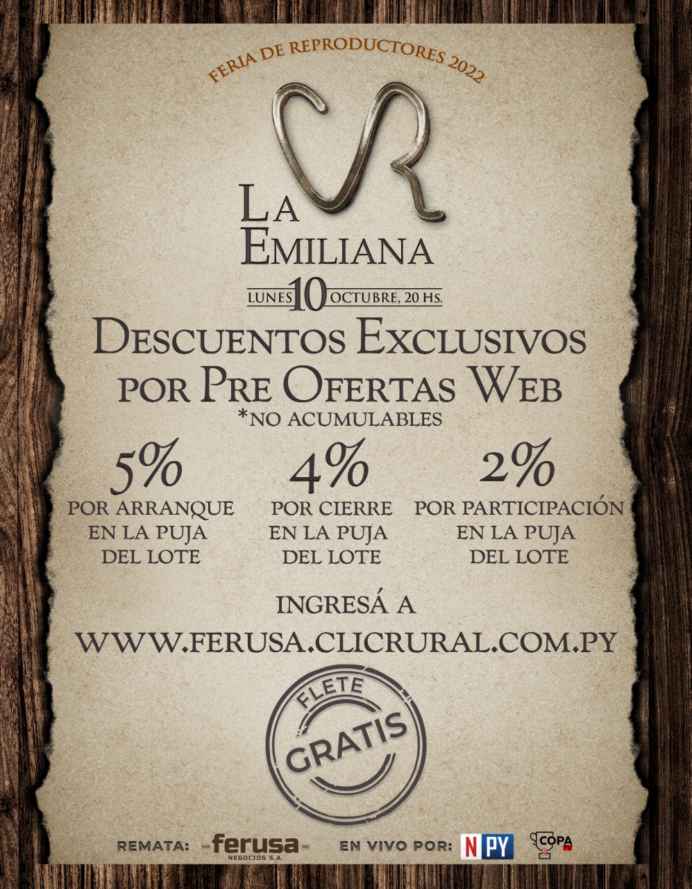 Afiche REPRODUCTORES CABAÑA LA EMILIANA