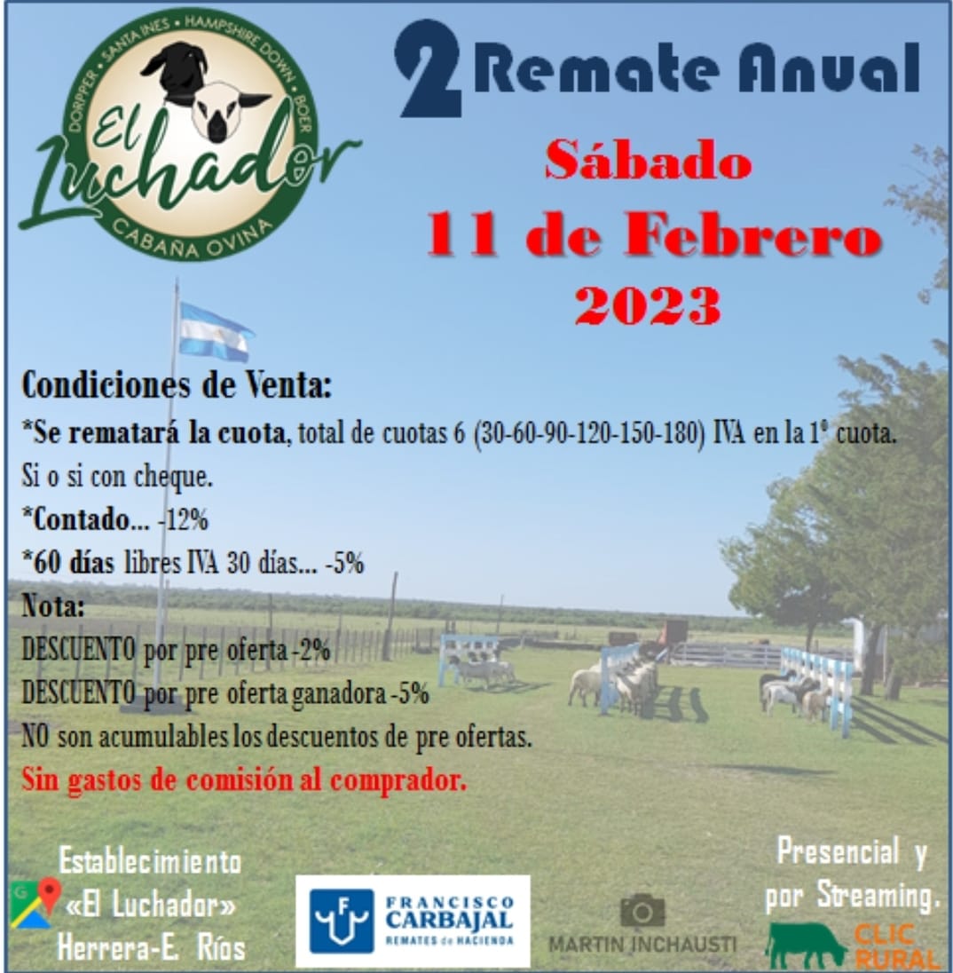 Afiche Remate Anual Cabaña El Luchador