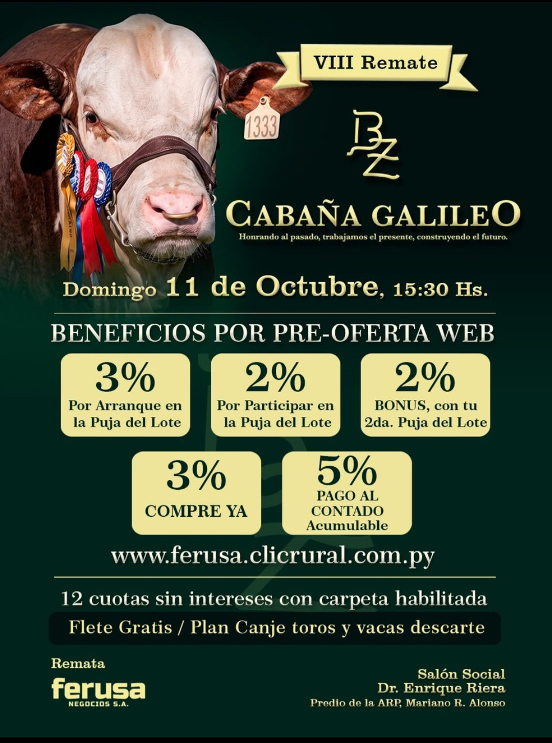 Afiche Remate Cabaña Galileo