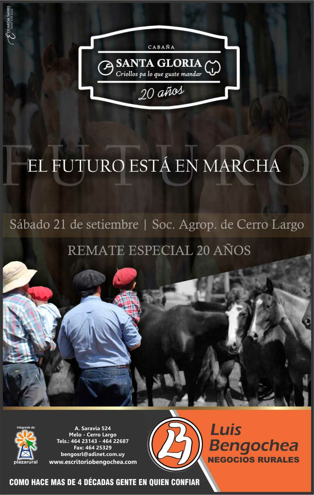 Afiche 20 años Santa Gloria de FLIA Gamarra.