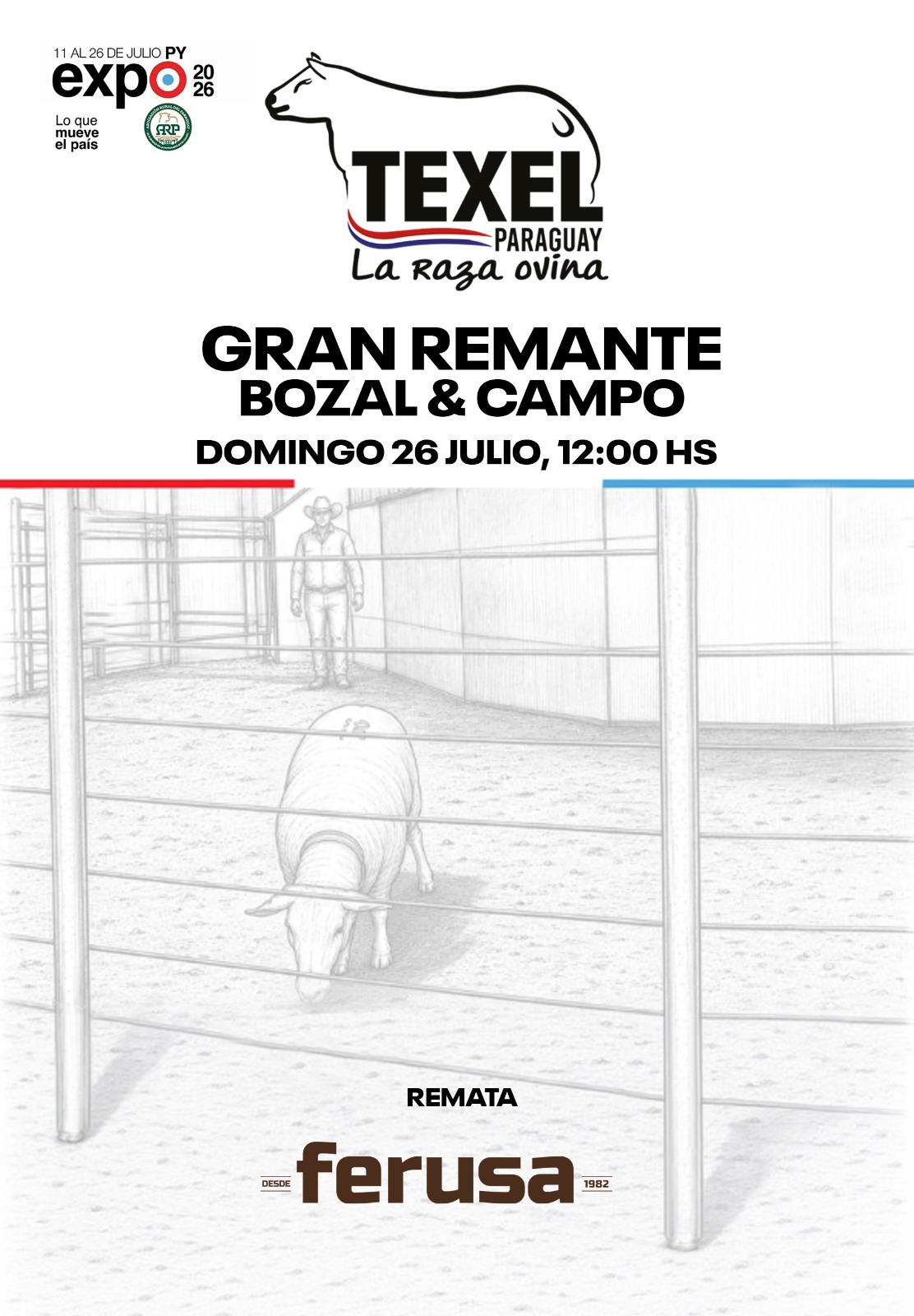 Afiche Remate Pajuelas Texel- Expo Paraguay MRA 2026