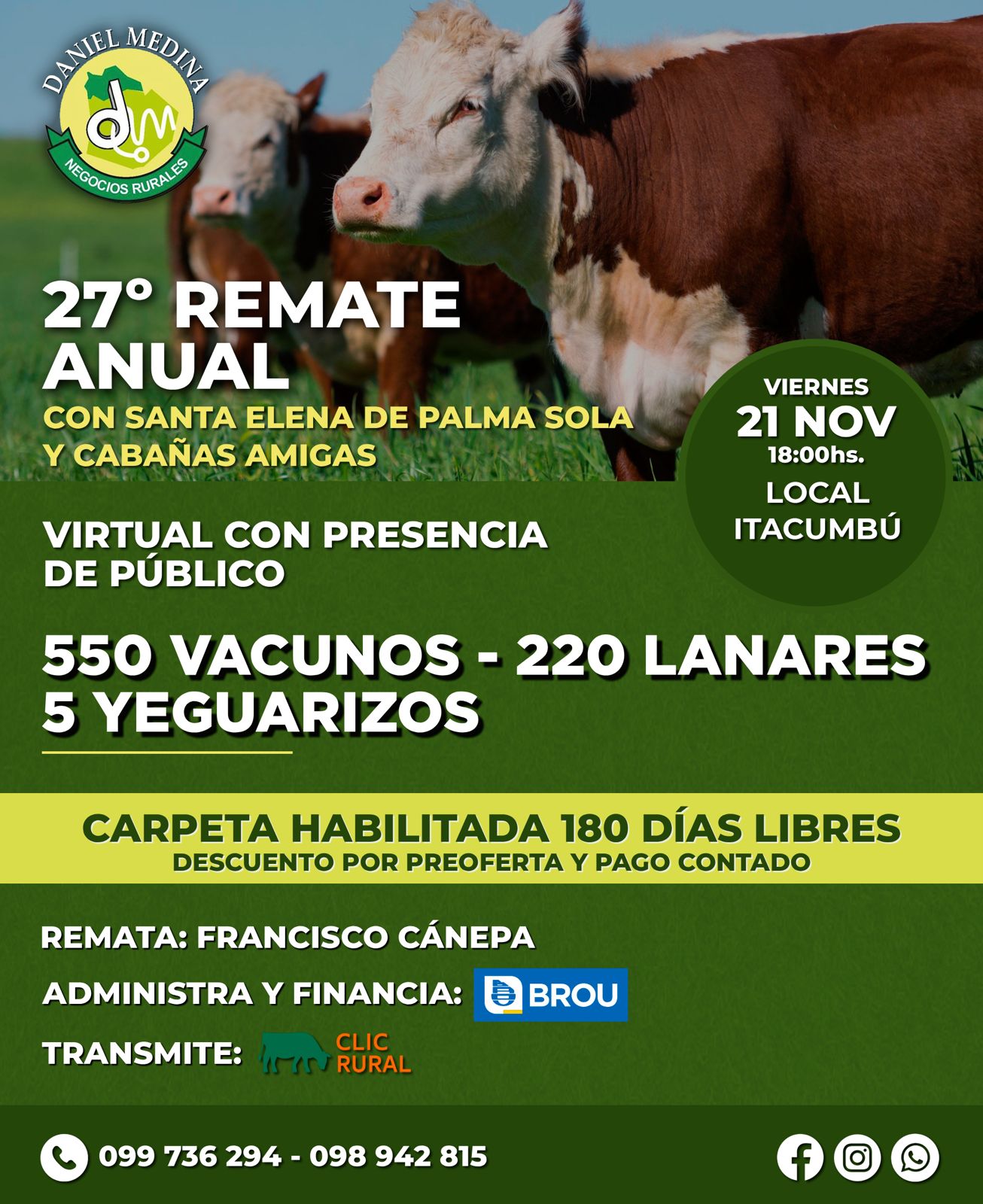 Remate 27º Santa Elena de Palma Sola y cabañas amigas