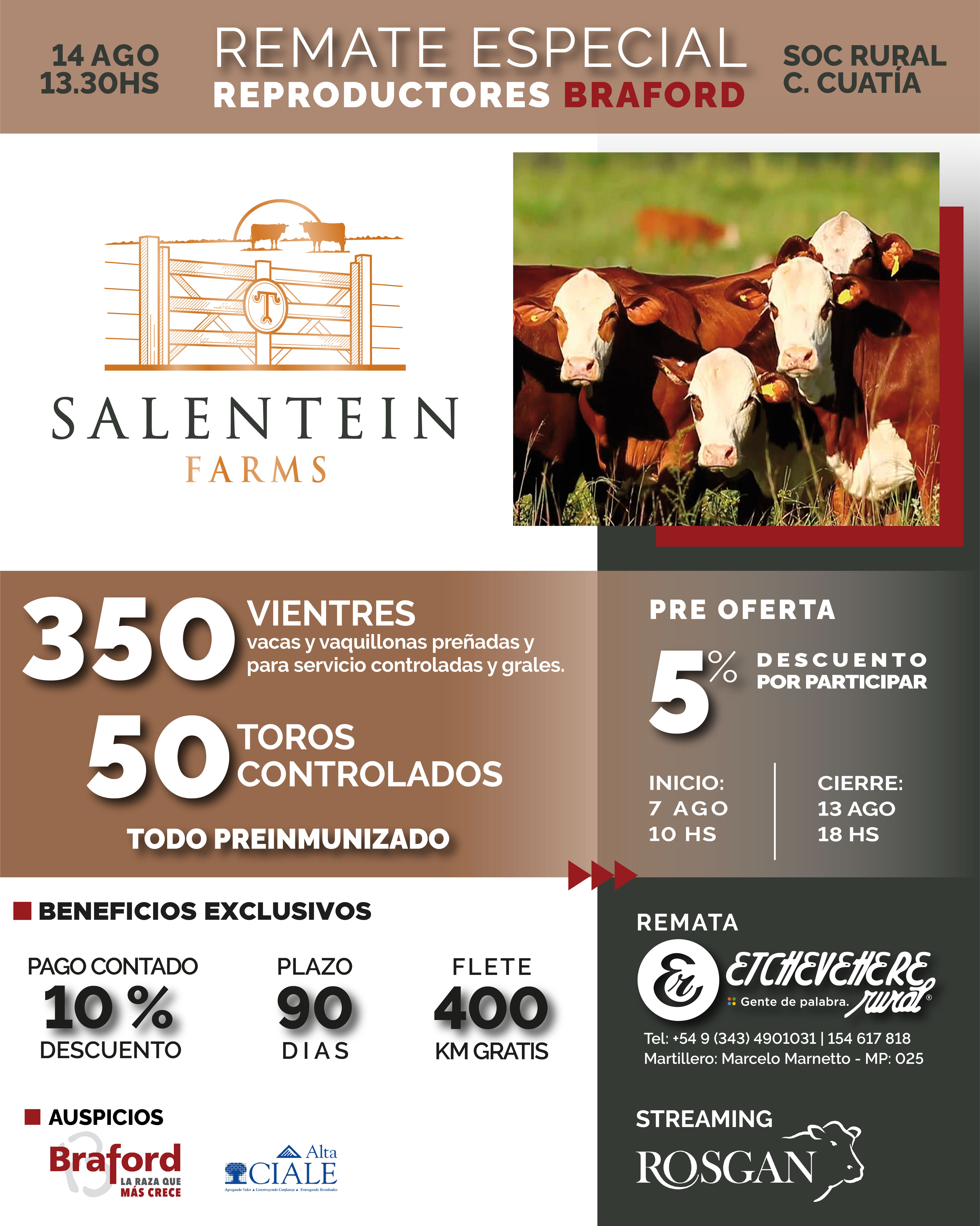 Remate Especial de Reproductores Salentein