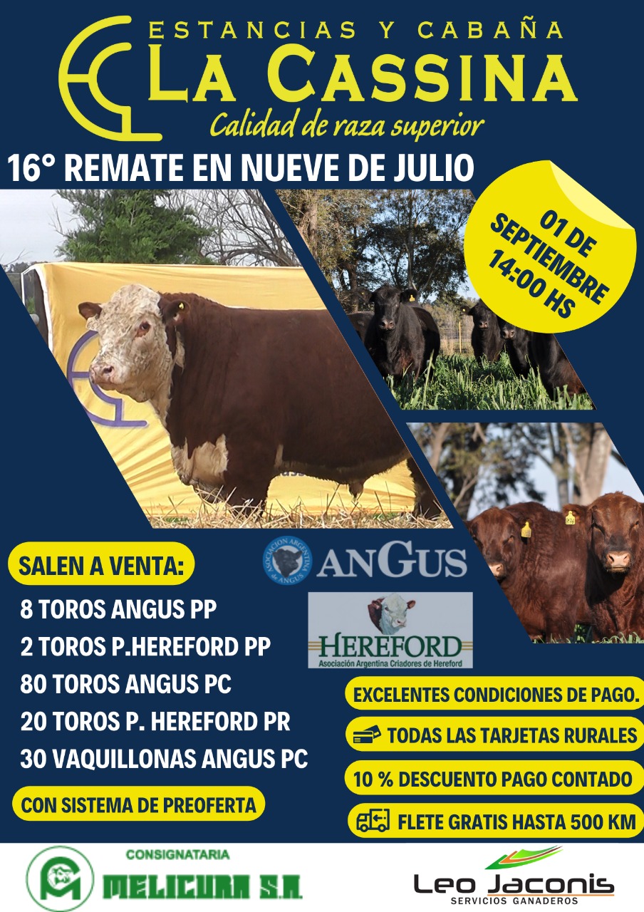 Afiche 16º Remate en 9 de Julio de La Cassina