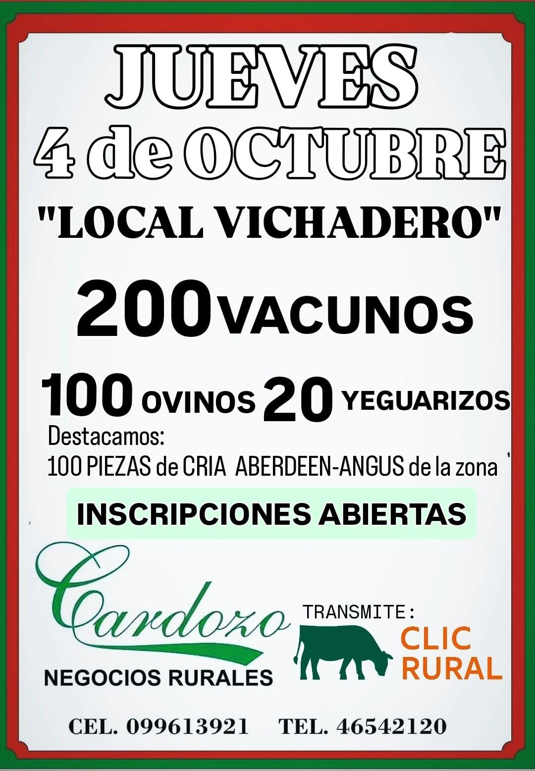 Remate Feria Mensual - Cardozo Negocios Rurales