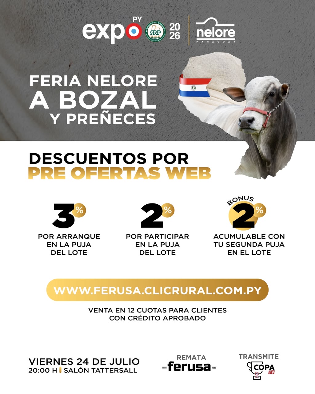 Afiche Remate Nelore de Bozal y Preñeces - Expo Paraguay M.R.A. 2026