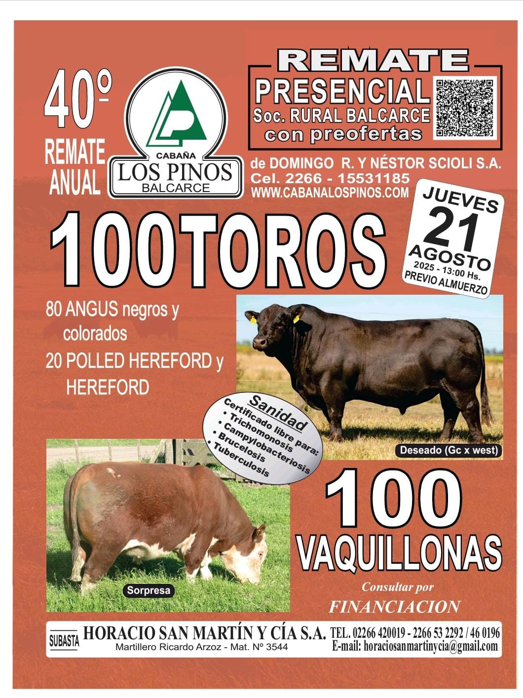 Afiche 40º Remate Anual - Cabaña Los Pinos