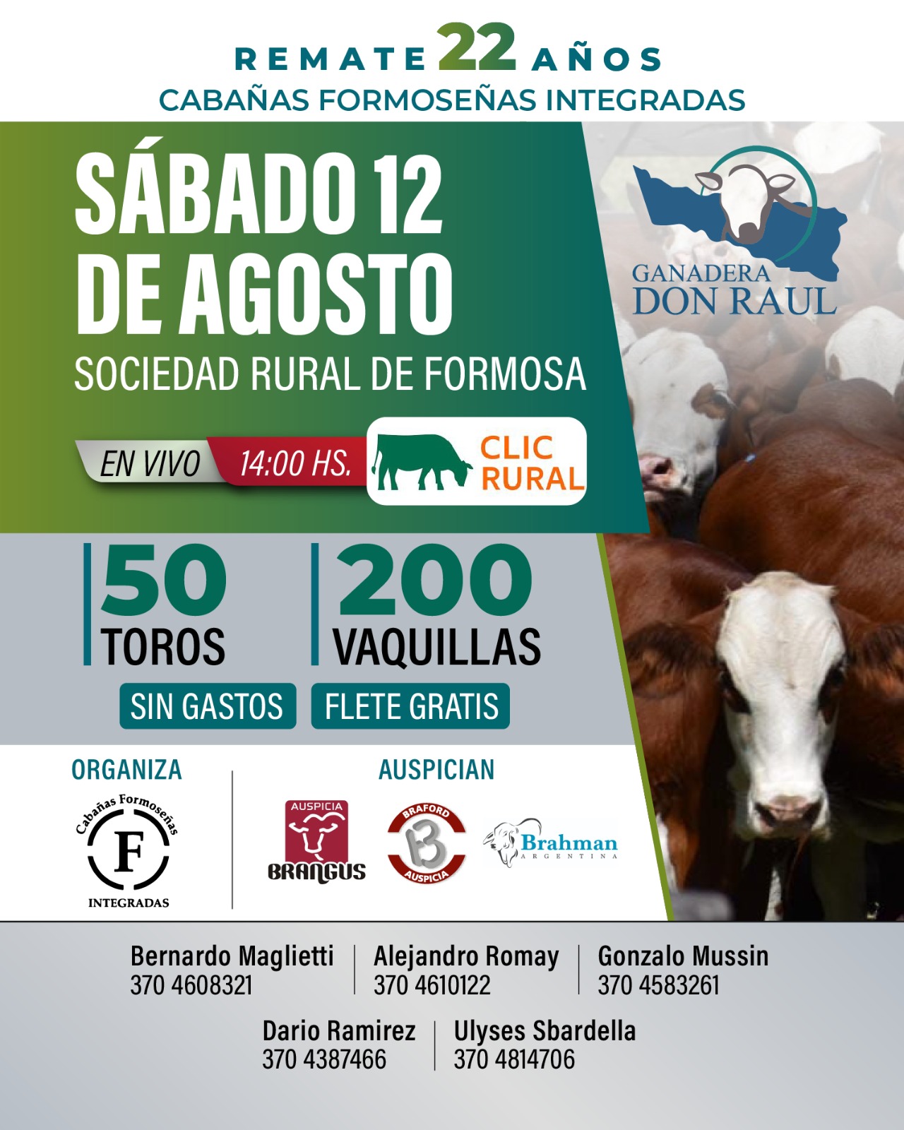 Afiche Remate 22 Años Cabañas Formoseñas Integradas