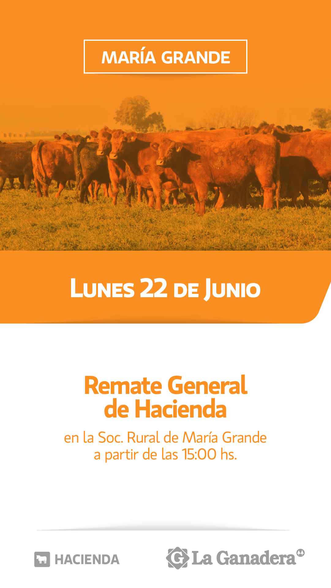 Afiche REMATE FERIA EN SOCIEDAD RURAL DE MARÍA GRANDE