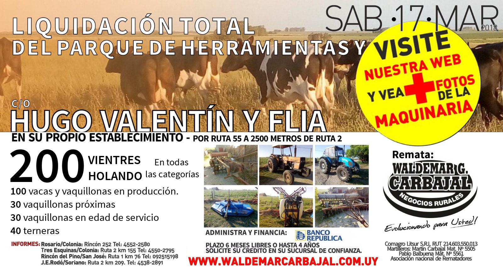 Afiche Liquidación de Tambo c/o Hugo Valentin y Flia