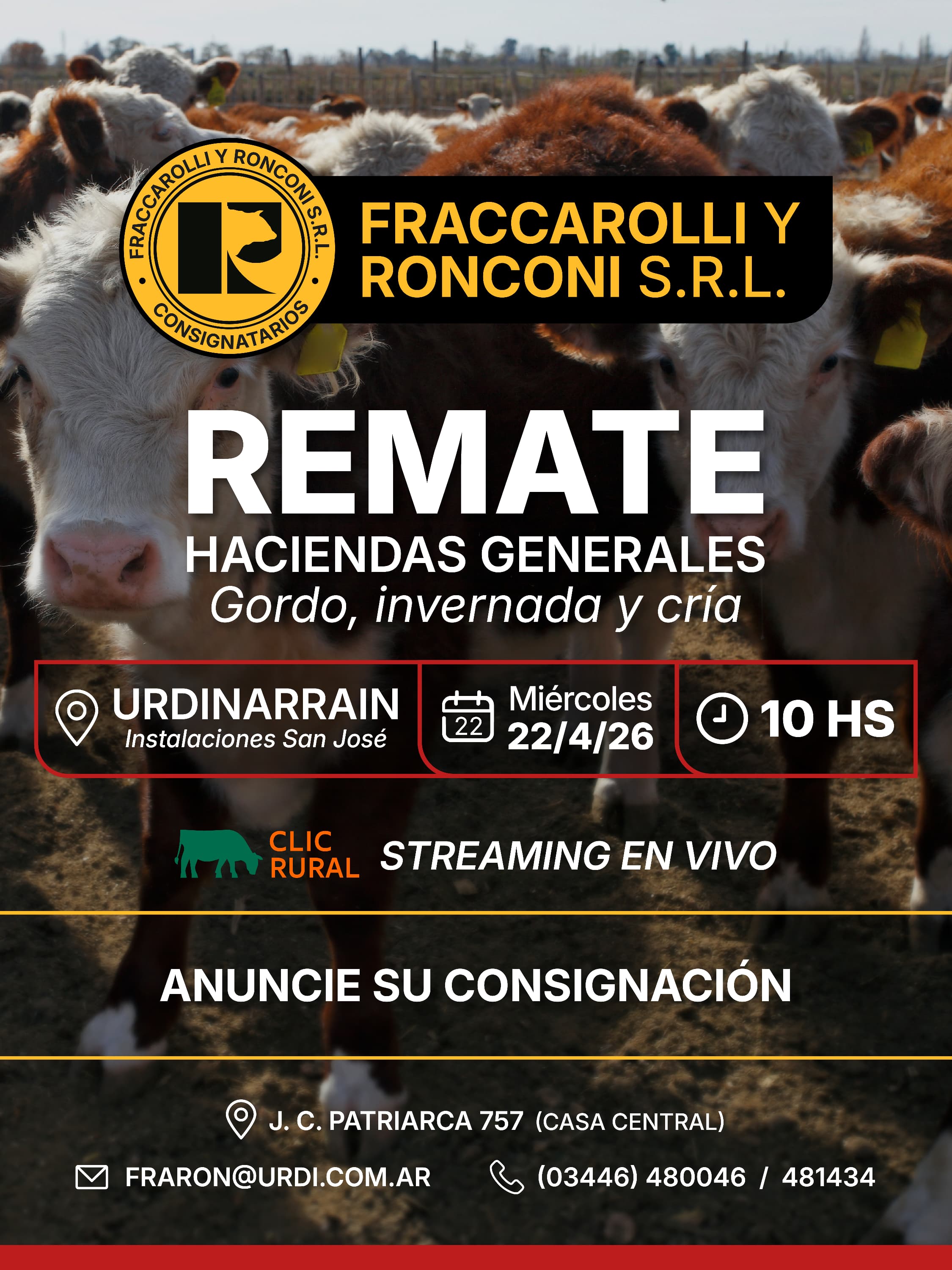 Afiche Remate haciendas generales