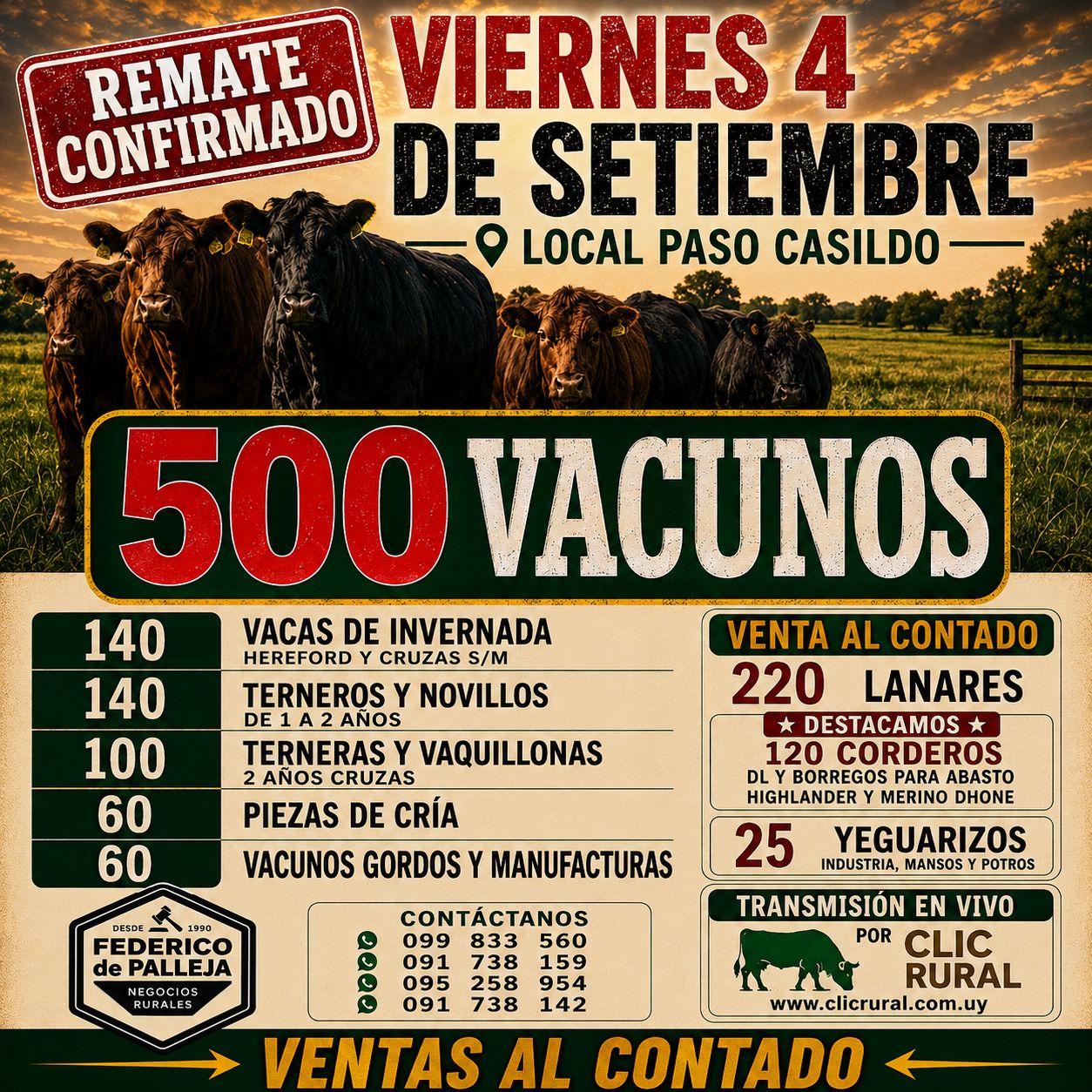 Remate Feria mensual - Federico de Palleja