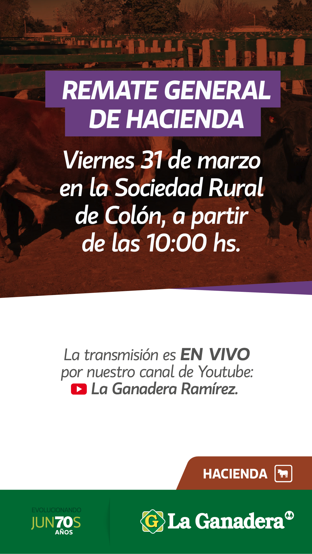 Afiche Remate feria en Sociedad Rural de Colon