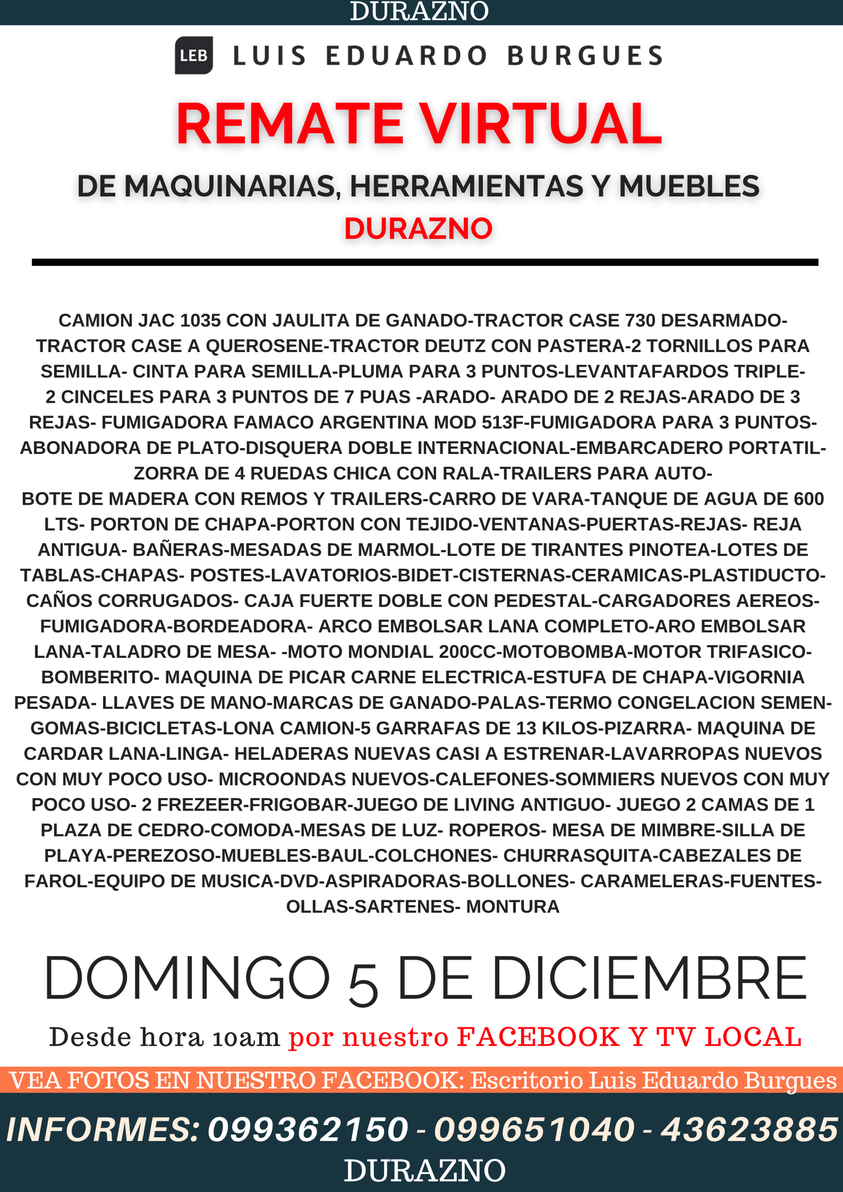 Afiche Remate de Maquinaria