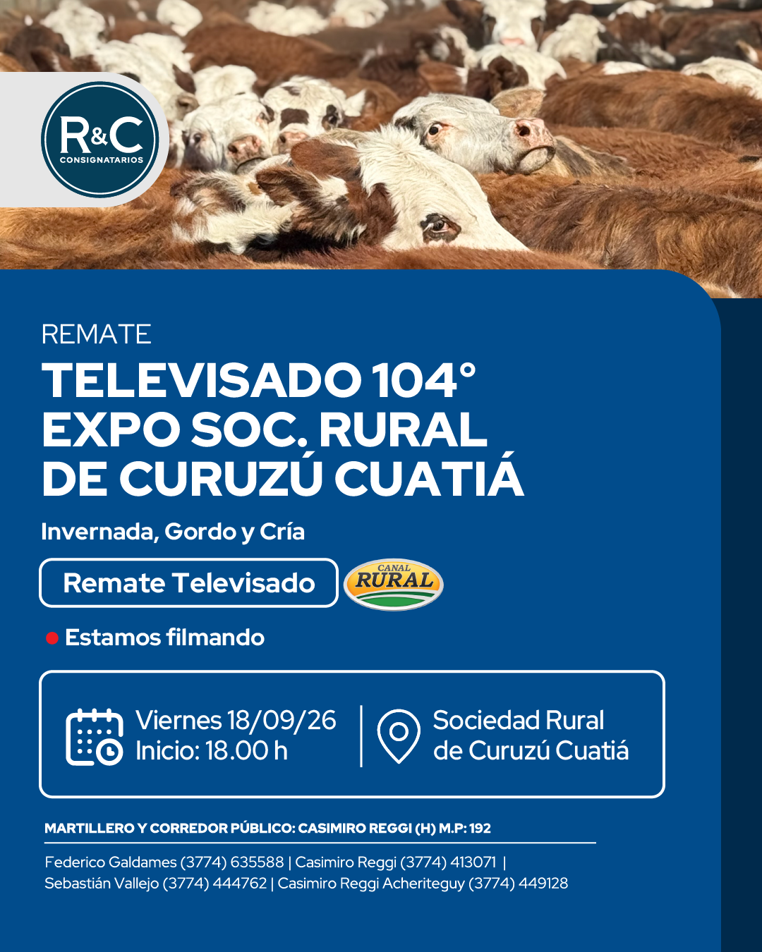 Afiche Remate televisado 104 Expo Soc. rural de Curuzú Cuatiá