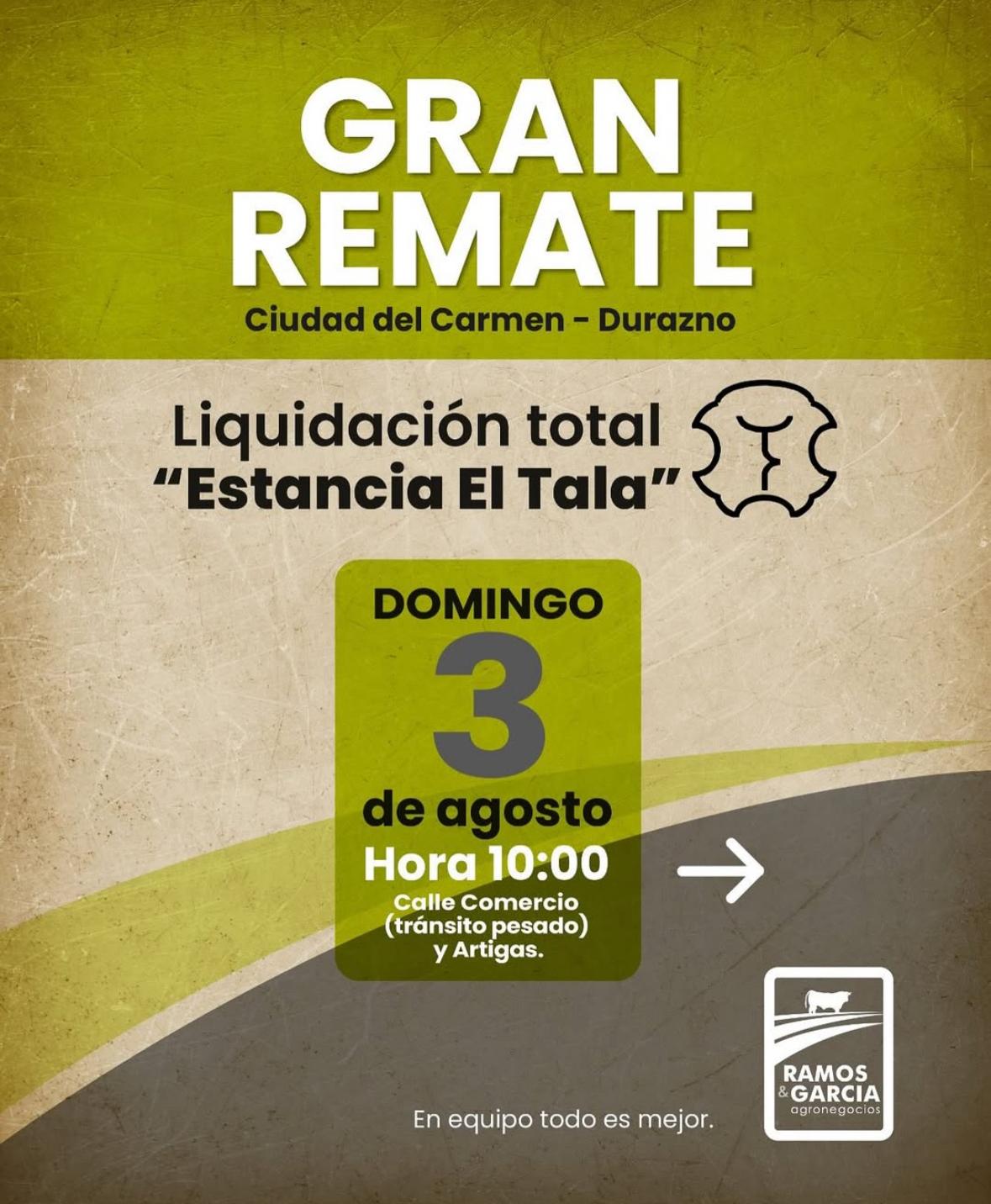 Afiche Liquidacion Total  - "Estancia El Tala"