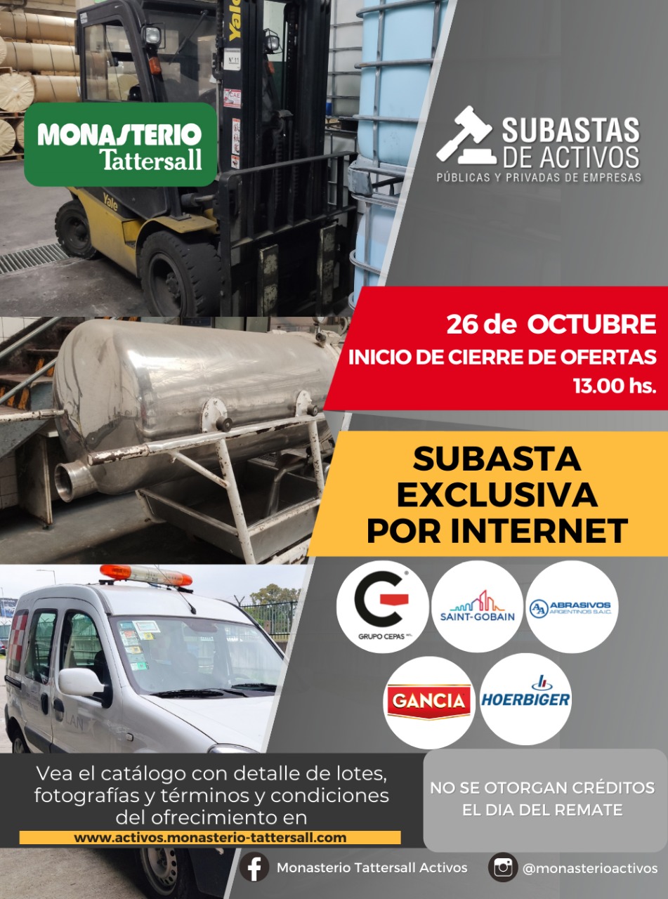 Afiche SUBASTA MULTIEMPRESA GANCIA ETC.