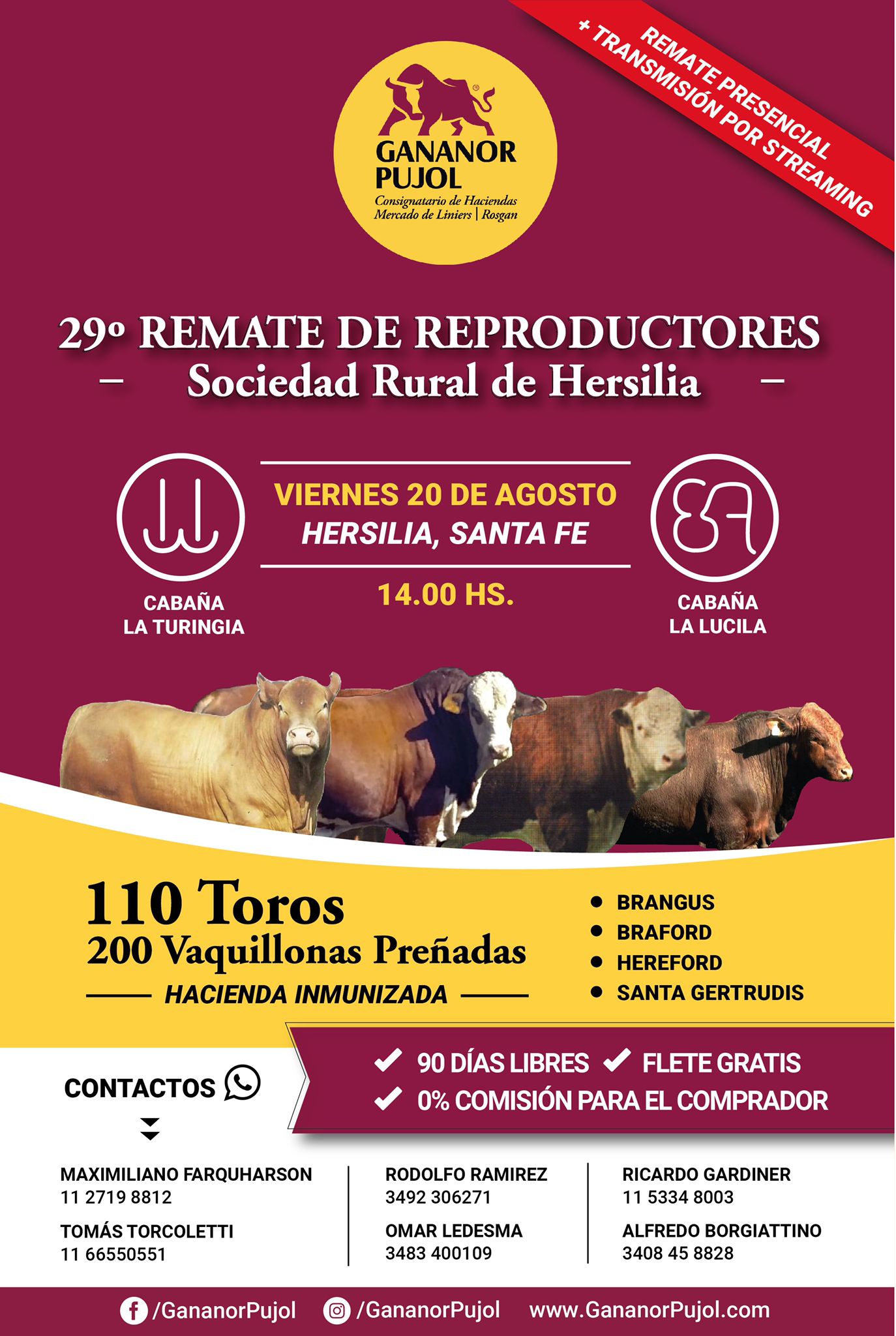 Afiche 29° Remate de Reproductores - Cabañas La Turingia / La Lucila