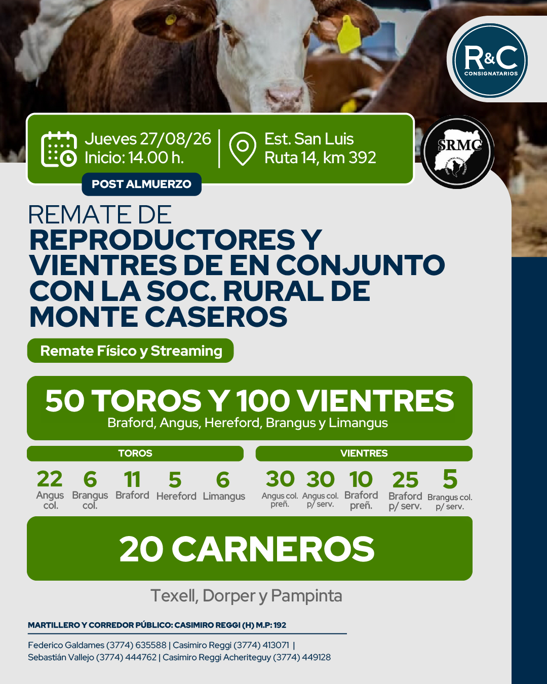 Remate Reproductores y vientres de Monte Caseros