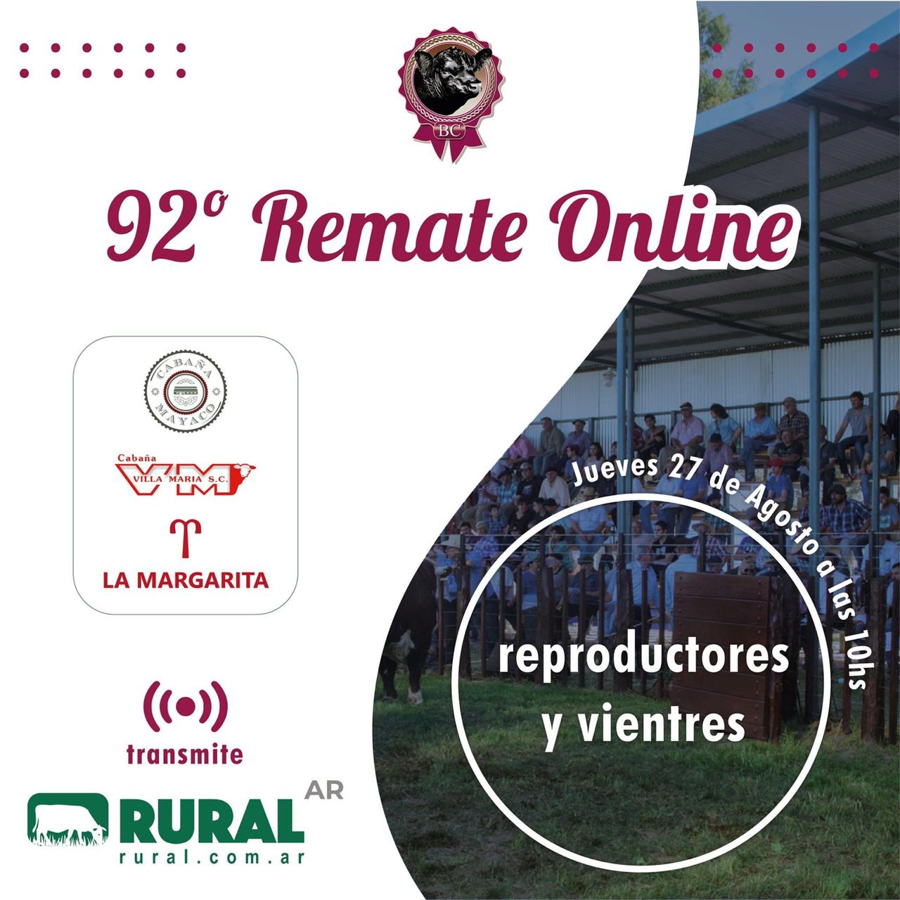 Afiche 92º Remate Online Brandemann Consignataria