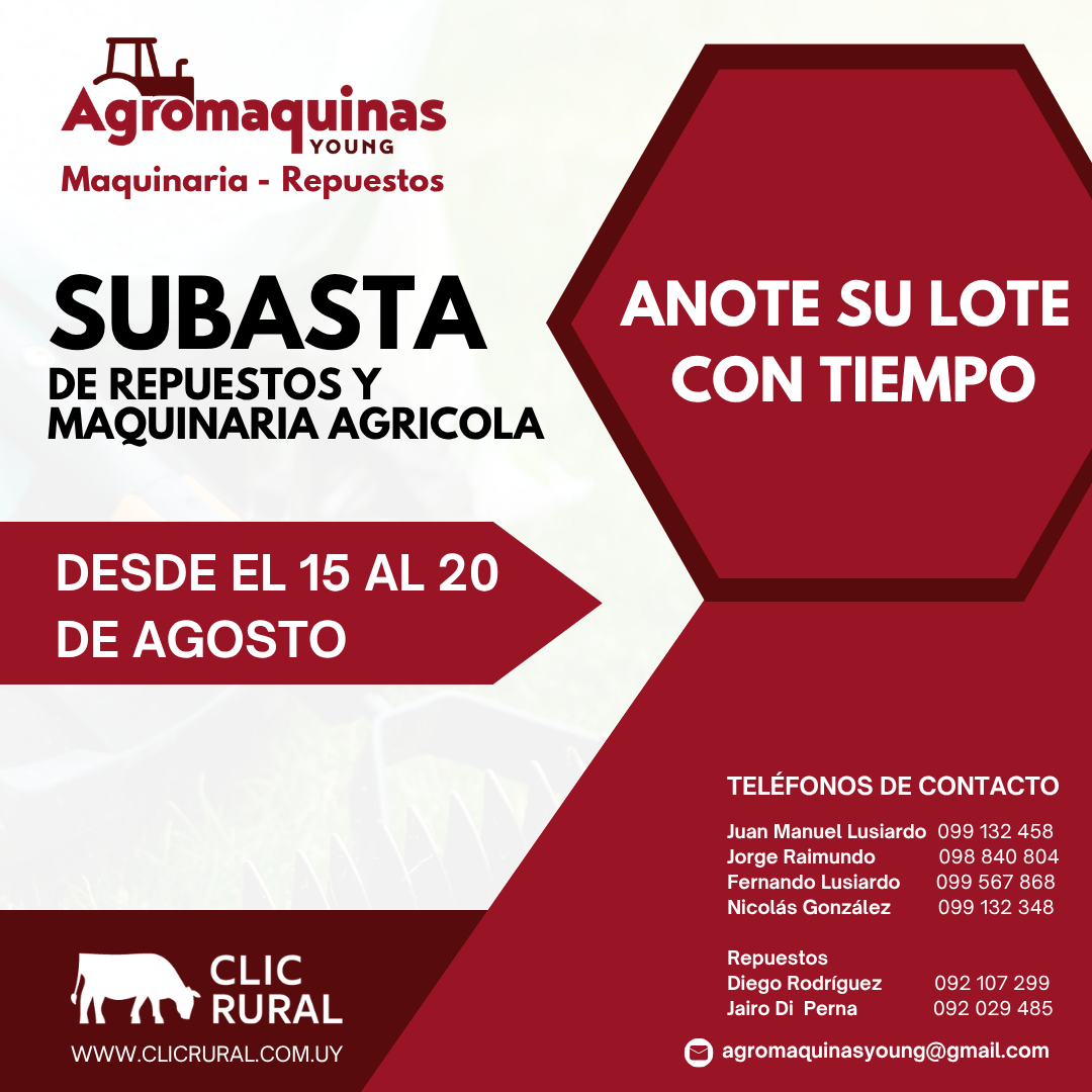 Afiche Subasta Virtual - Agromaquinas Young