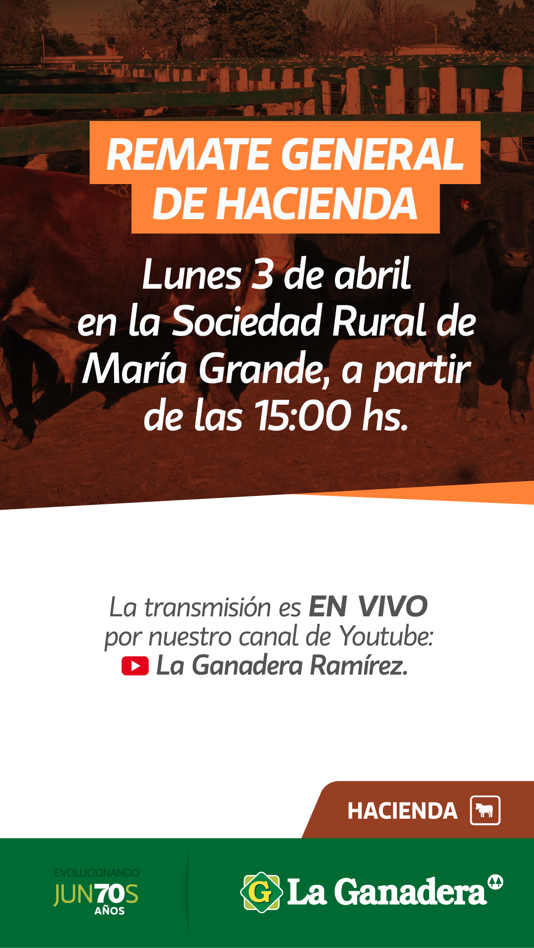 Afiche Remate feria en soc. rural María Grande