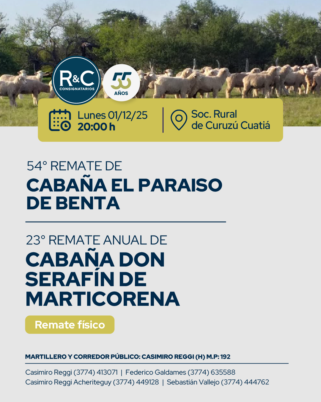 Remate 54° REMATE DE CABAÑA EL PARAÍSO DE BENTA Y 23° REMATE ANUAL DE CABAÑA DON SERAFÍN DE MARTICORENA