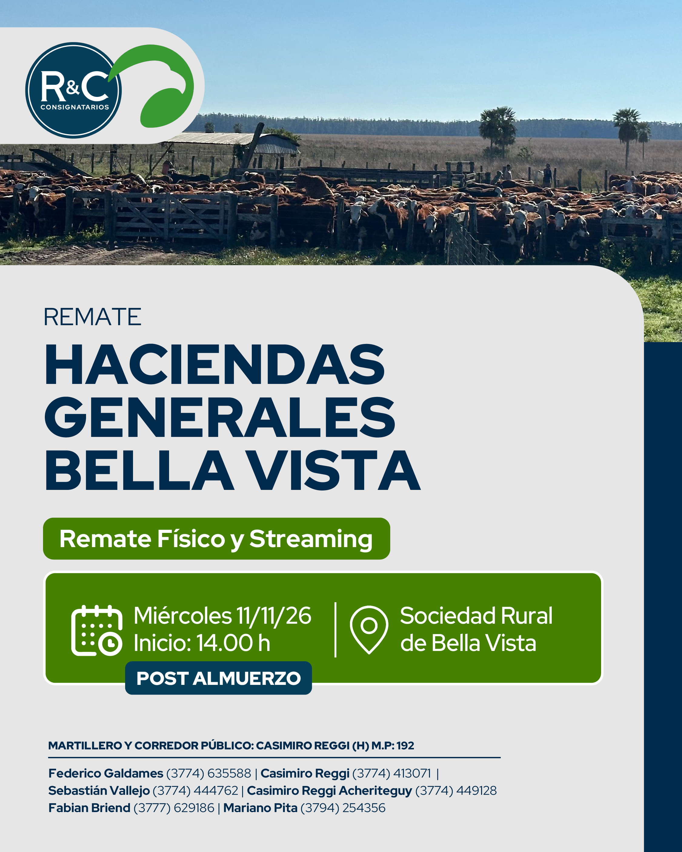 Remate Haciendas generales Bella Vista 