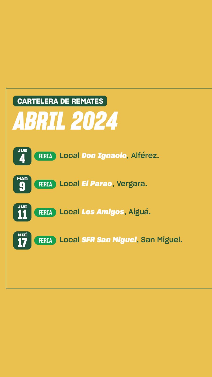 Afiche Feria mensual "Los Amigos", Aiguá.