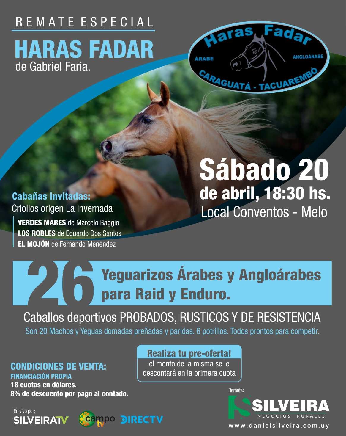 Afiche Remate especial yeguarizos Haras "Fadar" de Gabriel Faria