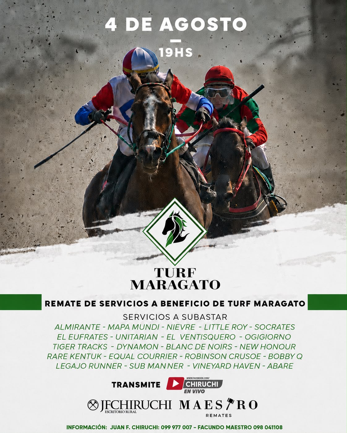 Afiche REMATE DE SERVICIOS A BENEFICIO DEL TURF MARAGATO