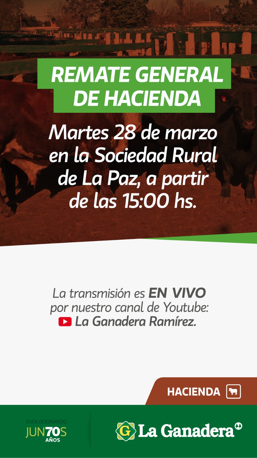 Afiche Remate feria en Sociedad Rural La Paz