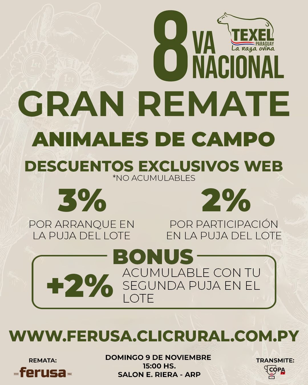 Remate 8VA  NACIONAL TEXEL - CAMPO 