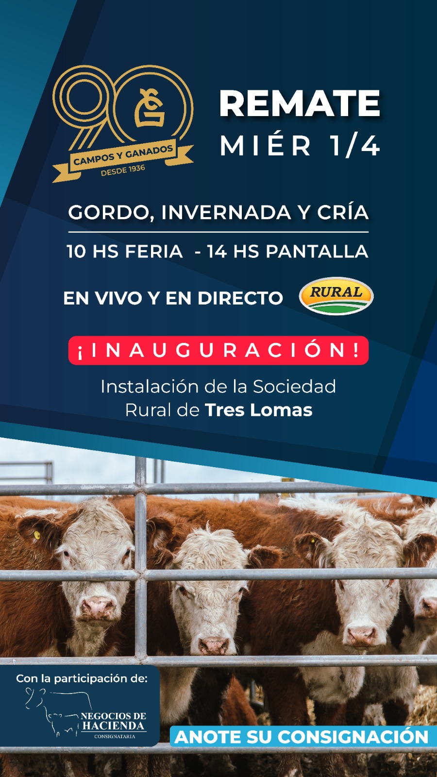 257° REMATE POR PANTALLA "90° ANIVERSARIO" DESDE TRES LOMAS