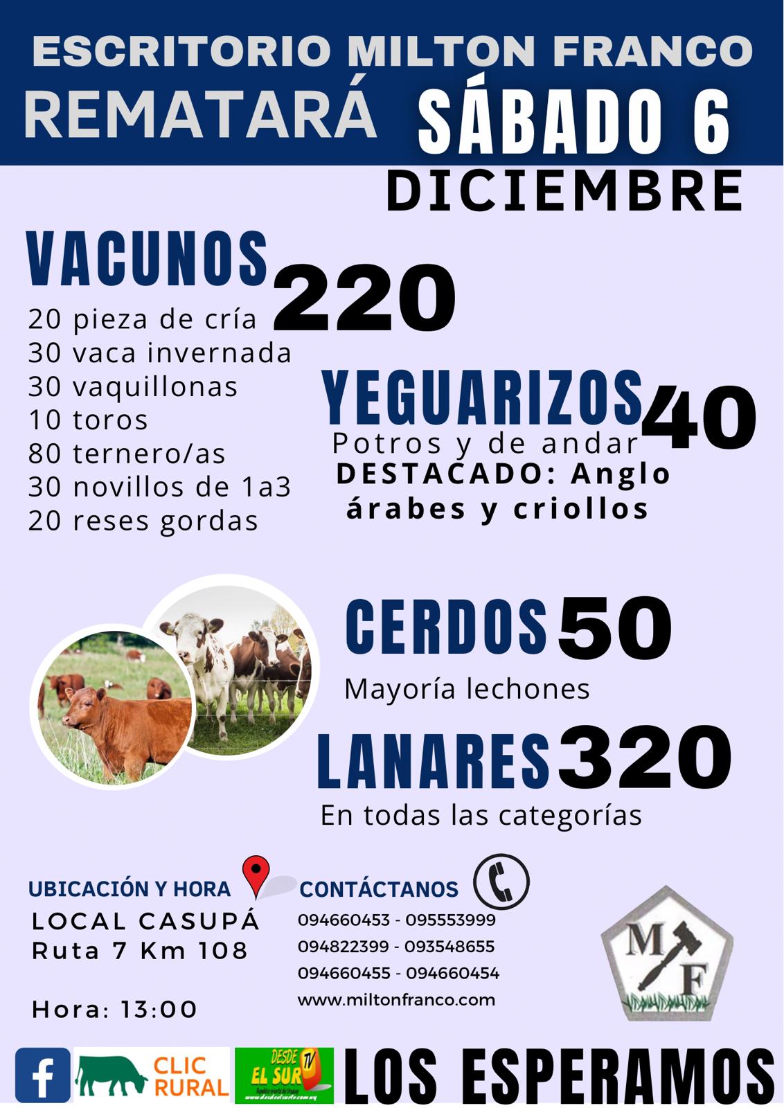 Remate Feria Mensual - Milton Franco