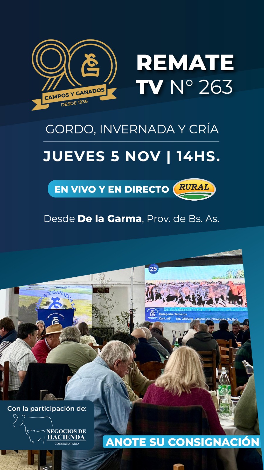 Afiche 263° REMATE POR PANTALLA  - 90°ANIVERSARIO