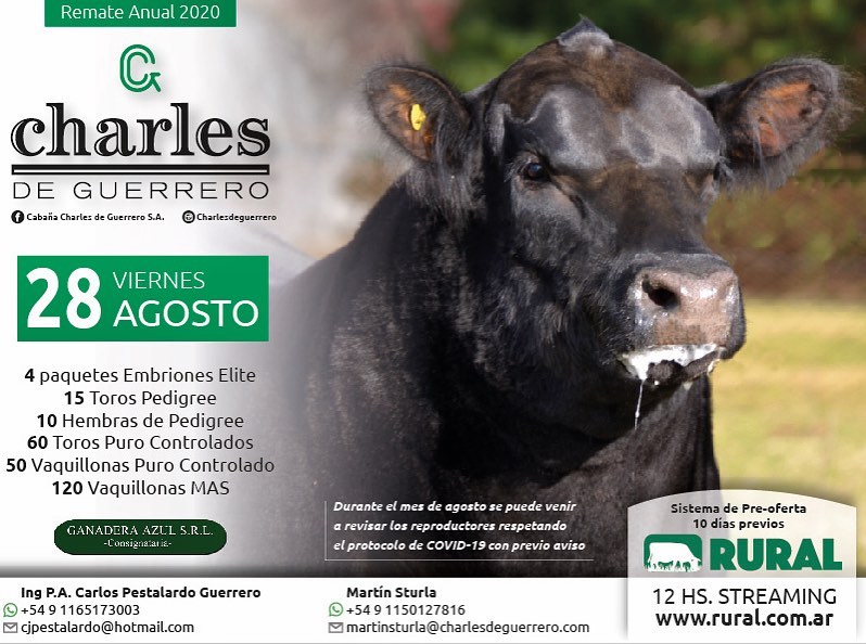 Afiche Remate anual 2020 Cabaña Charles de Guerrero