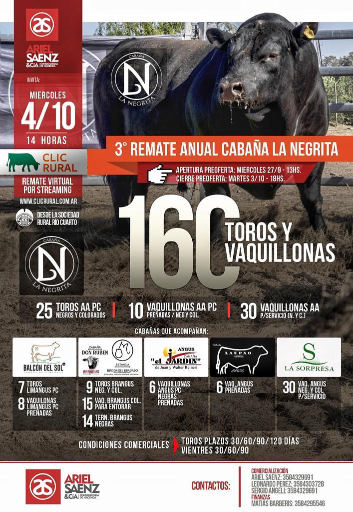 Afiche 3° REMATE ANUAL (VIRTUAL) - CABAÑA: LA NEGRITA & INVITADAS