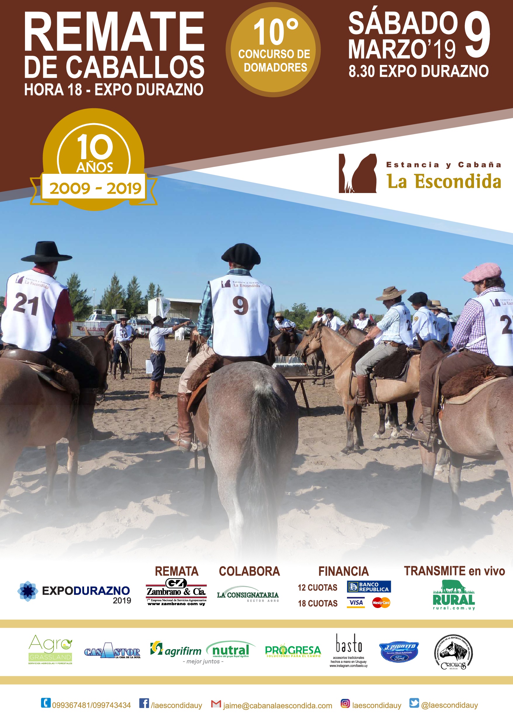 Afiche 10º CONCURSO DE DOMADORES Y REMATE LA ESCONDIDA 