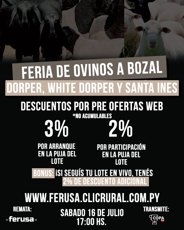 Afiche REMATE DE OVINOS DE BOZAL DORPER Y SANTA INES - EXPO INTERNACIONAL 2023