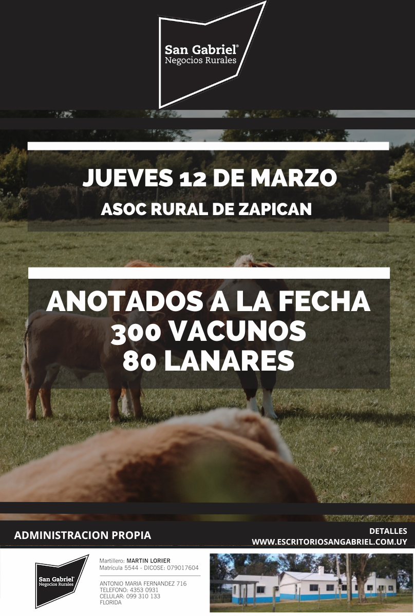 Remate Feria en Asoc Rural de Zapican